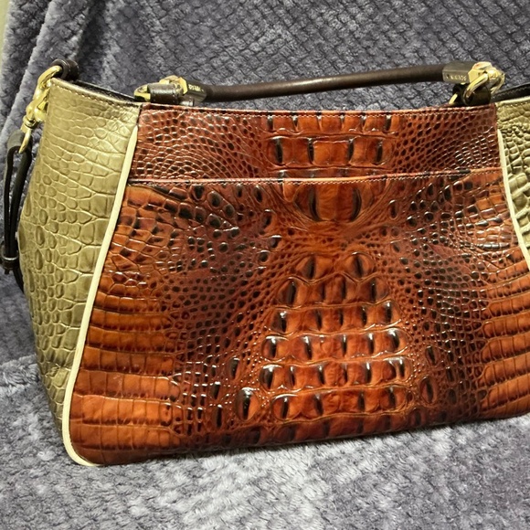 Brahmin Ruby Pecan Azuma Tri-Color Satchel Crossbody structured Bag - Picture 7 of 11